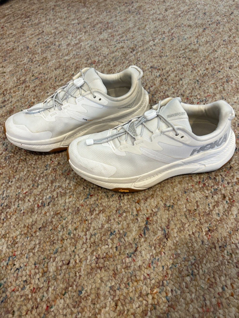 Hoka White Athletic Running Shoes with Quick-Lace